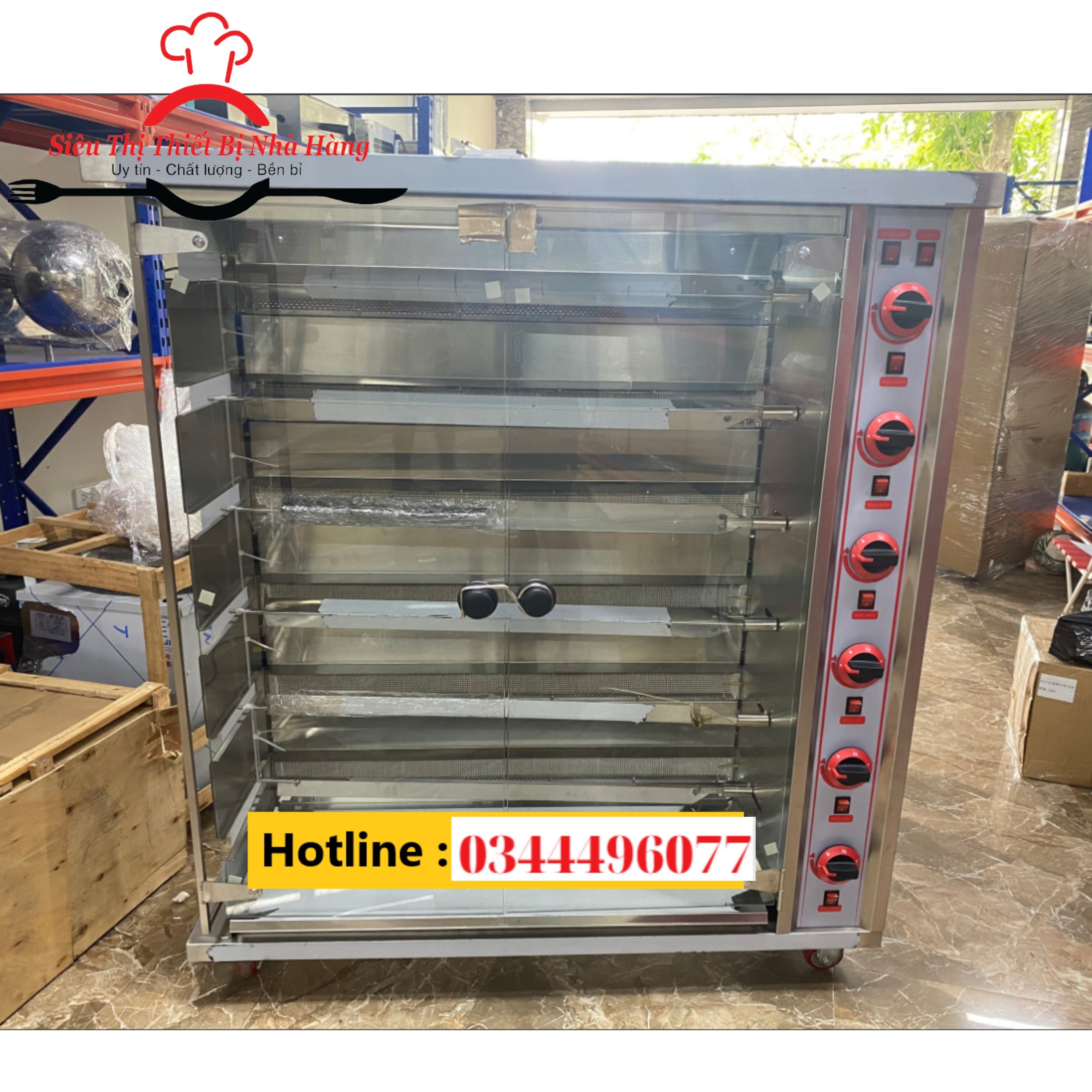 Lò nướng gà vịt 6 thanh ngang dùng gas. bảo hành 12 tháng