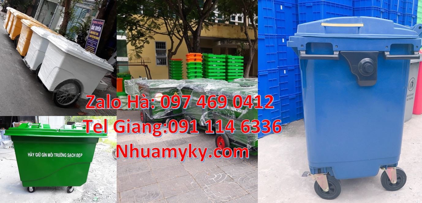 bán sĩ lẻ xe thu gom rác cỡ lớn 1000l,xe gom rác 660l màu xanh giá rẻ