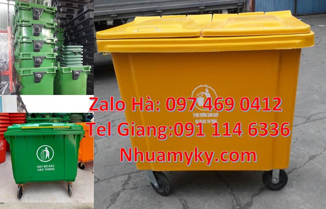 bán sĩ lẻ xe thu gom rác cỡ lớn 1000l,xe gom rác 660l màu xanh giá rẻ