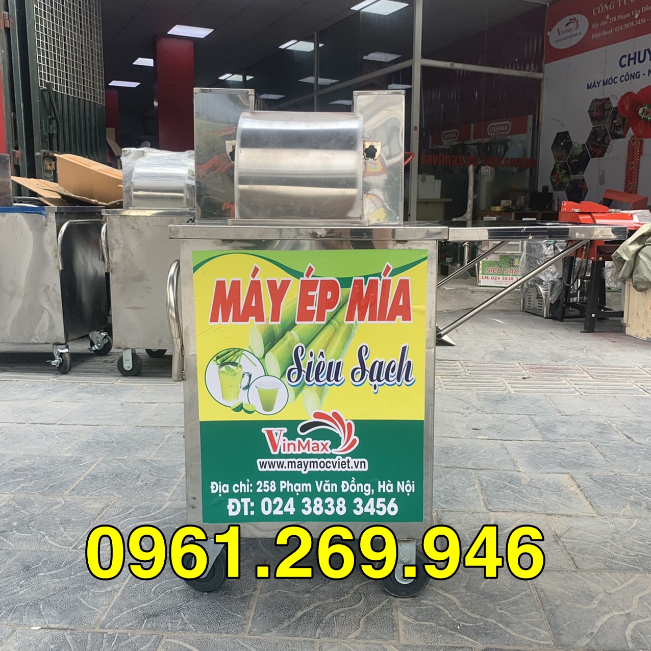Máy ép mía chạy acquy có bàn lửng tay gập ép liên tục 700 ly