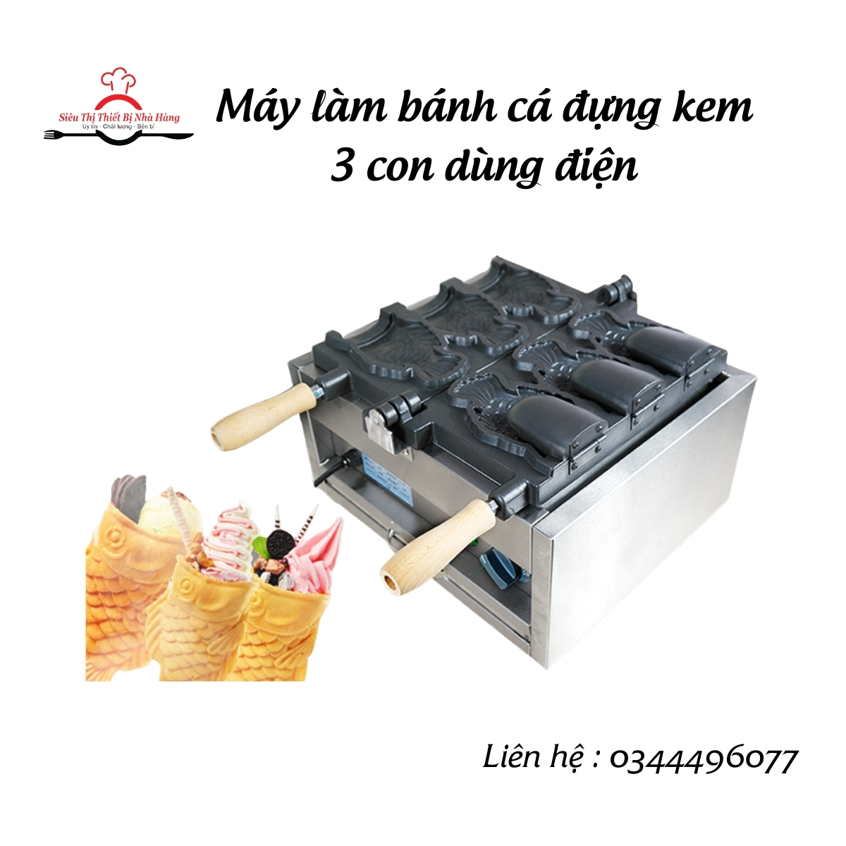 Máy làm bánh cá đựng kem- kem cá, bếp dùng điện