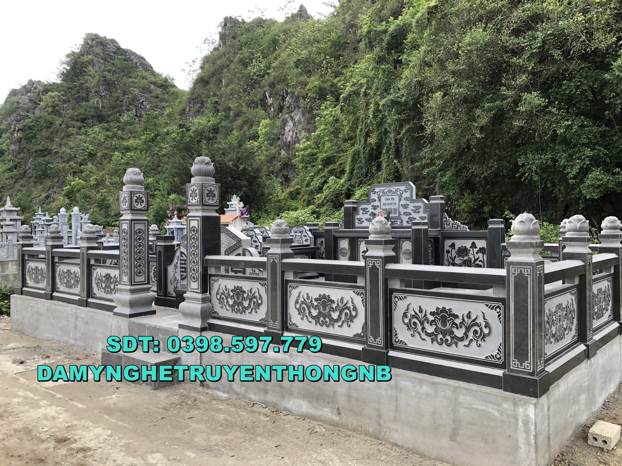 khuôn viên khu lăng mộ đá cao cấp lắp tại hà tĩnh
