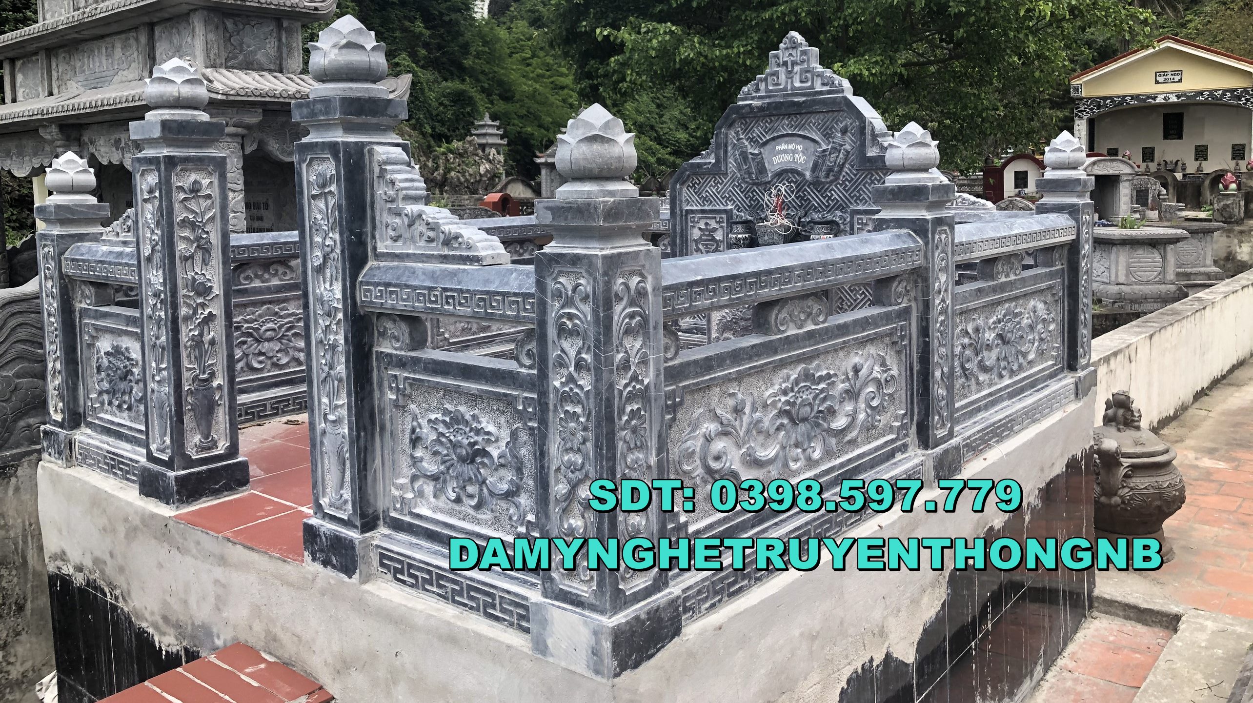 khuôn viên khu lăng mộ đá cao cấp lắp tại hà tĩnh