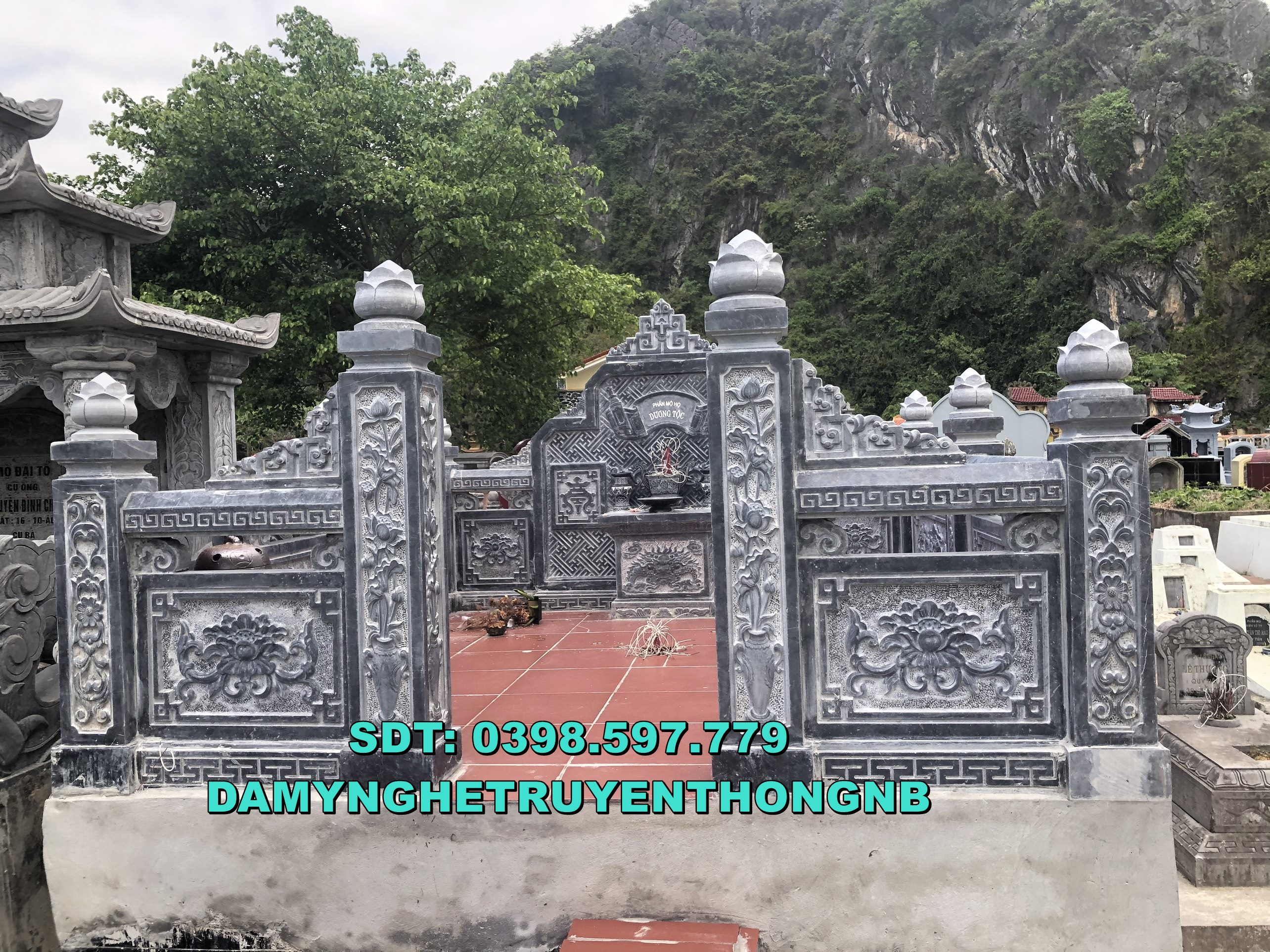 khuôn viên khu lăng mộ đá cao cấp lắp tại hà tĩnh