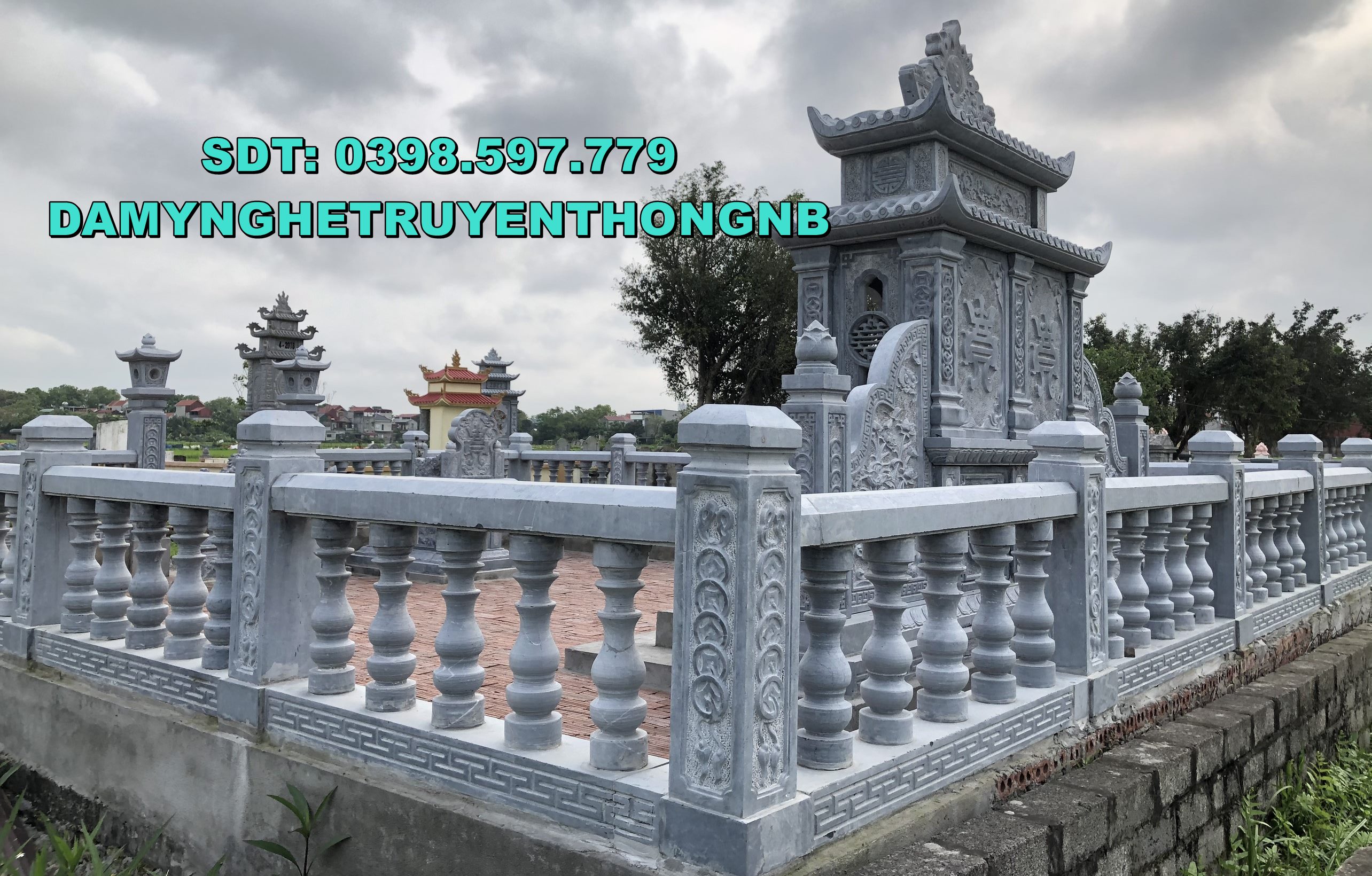 khuôn viên khu lăng mộ đá cao cấp lắp tại hà tĩnh