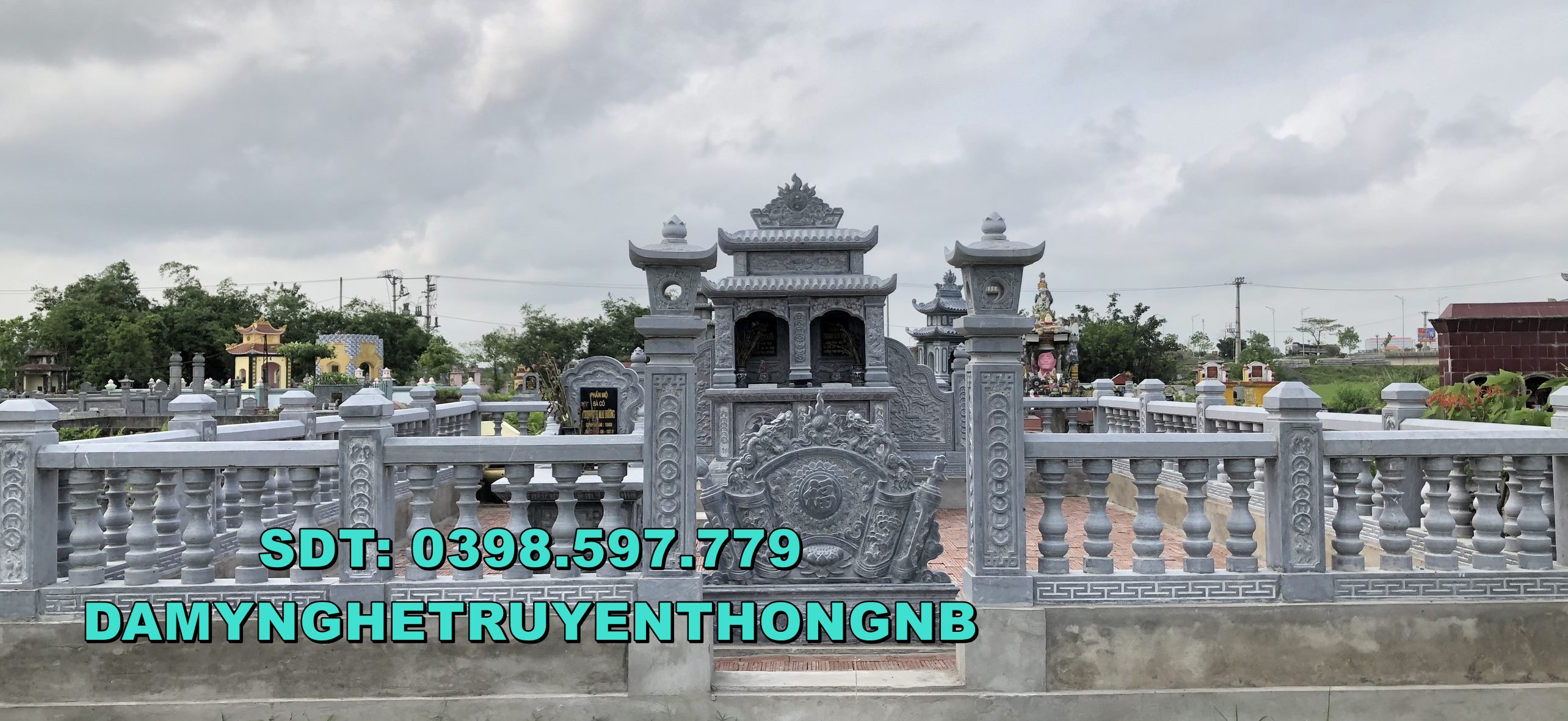 khuôn viên khu lăng mộ đá cao cấp lắp tại hà tĩnh
