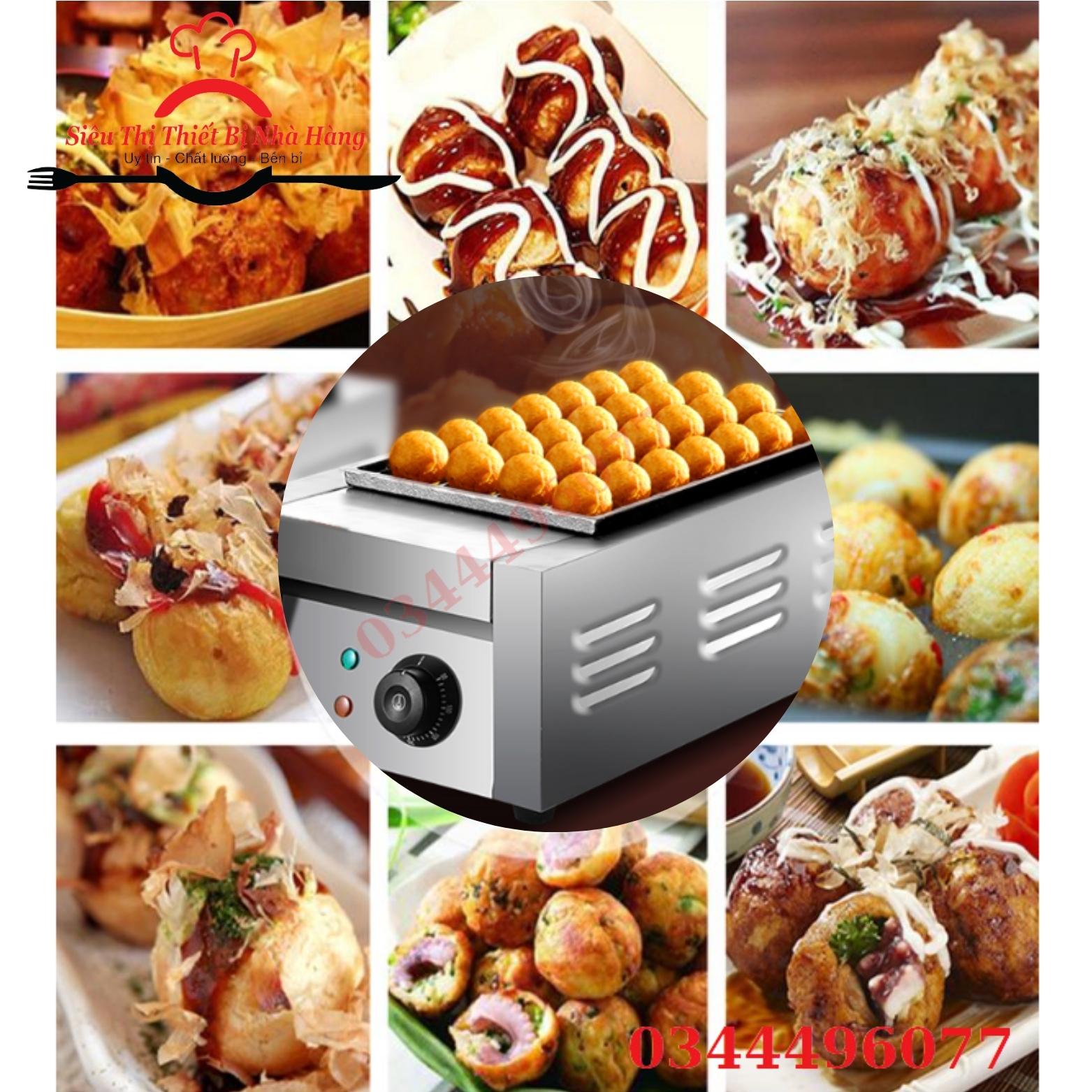 Máy làm bánh bạch tuộc takoyaki chạy điện đơn 28 lỗ và đôi 56 lỗ