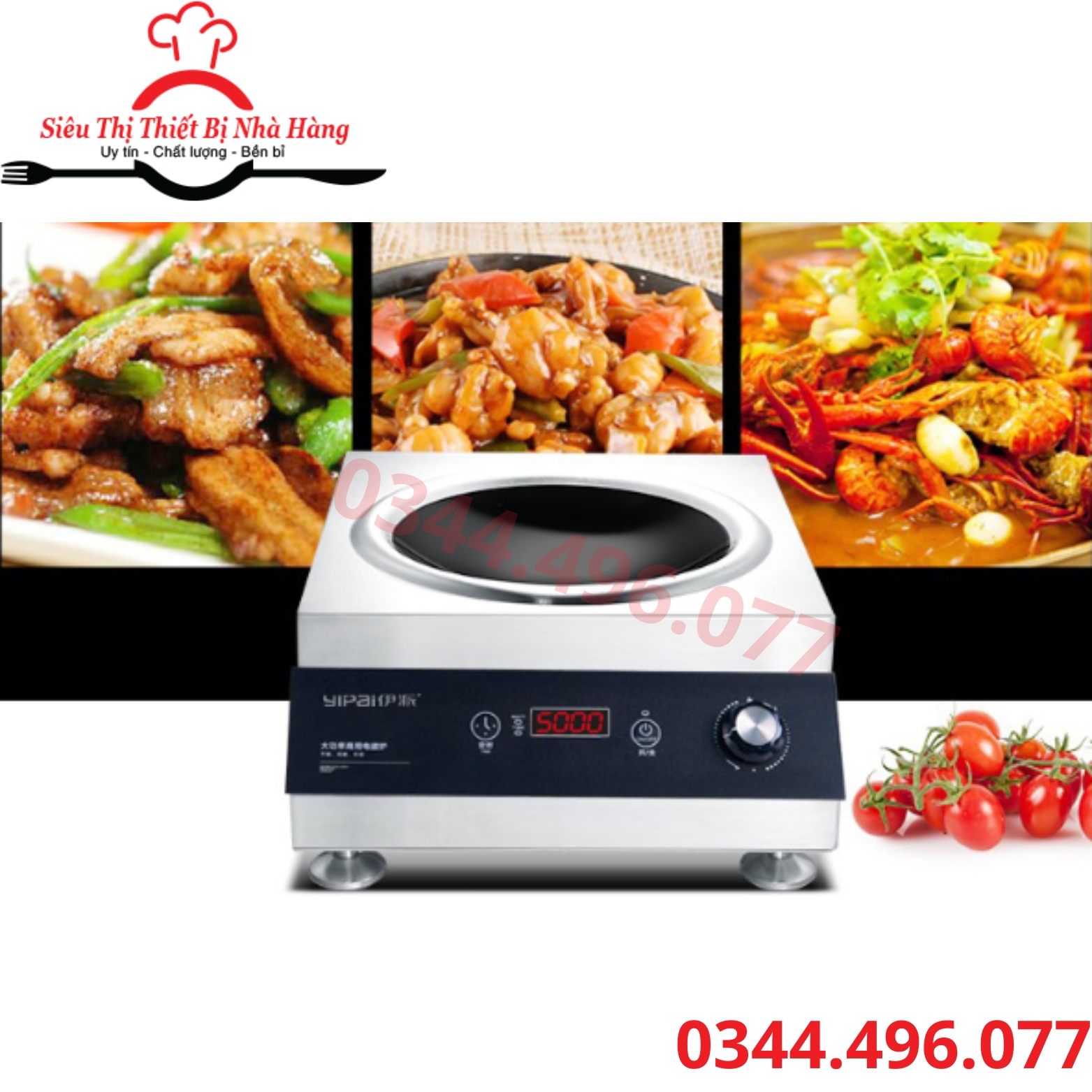 Bếp từ công nghiệp 5000w mặt phẳng và mặt lõm- công suất lớn