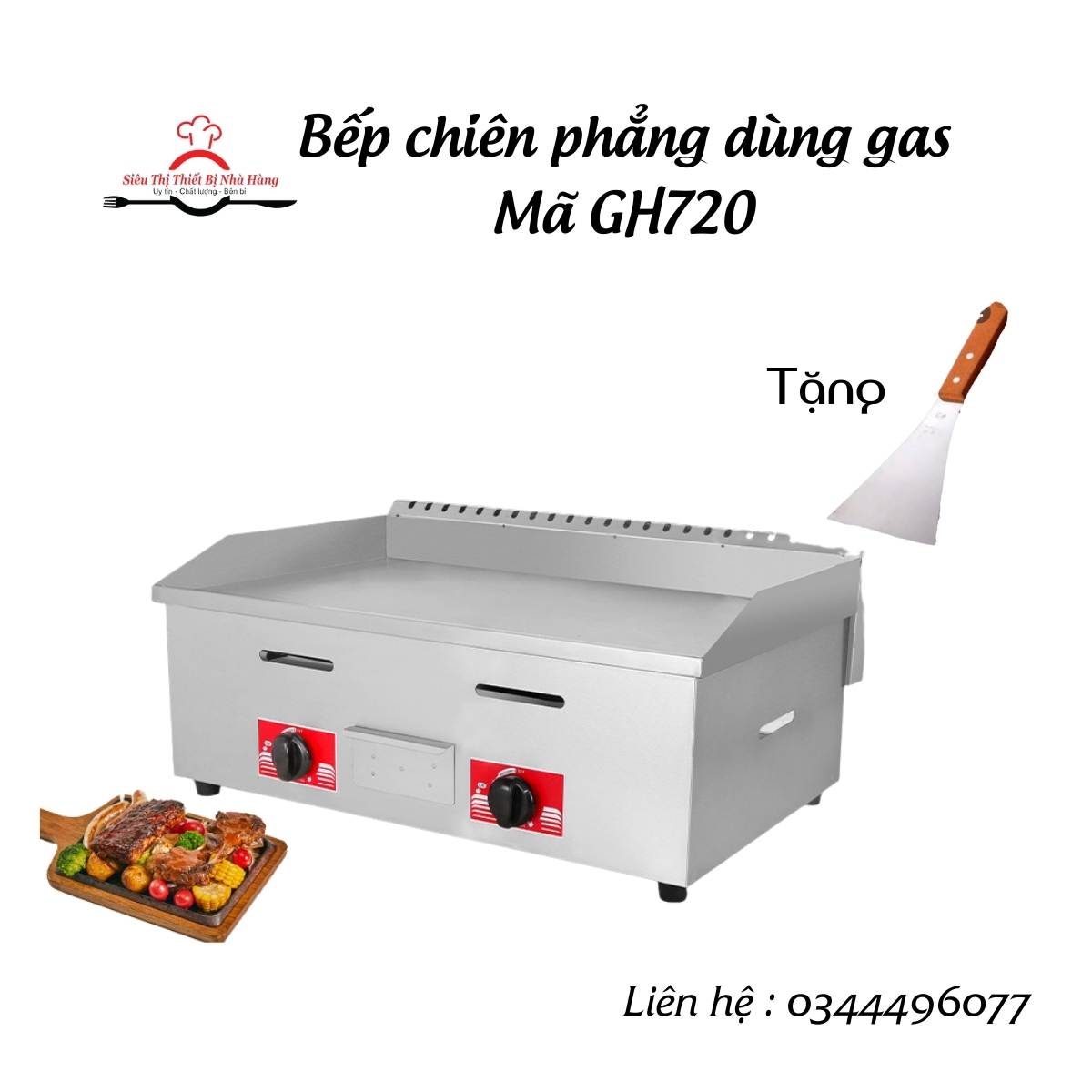 Bếp chiên rán mặt phẳng dùng gaass- tepphanyaki kiểu nhật