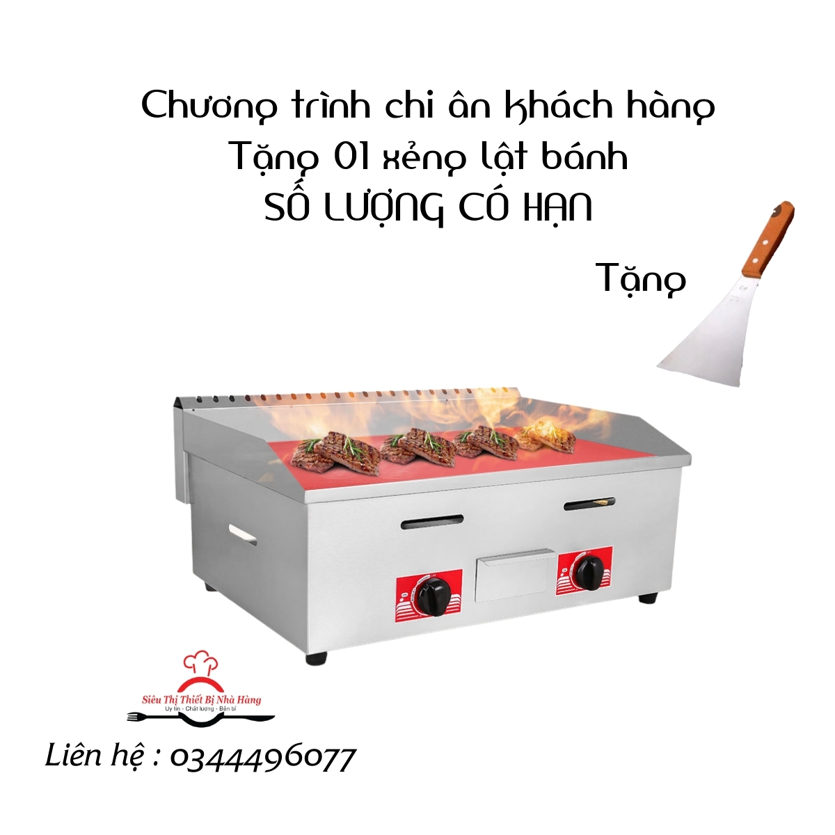 Bếp chiên rán mặt phẳng dùng gaass- tepphanyaki kiểu nhật