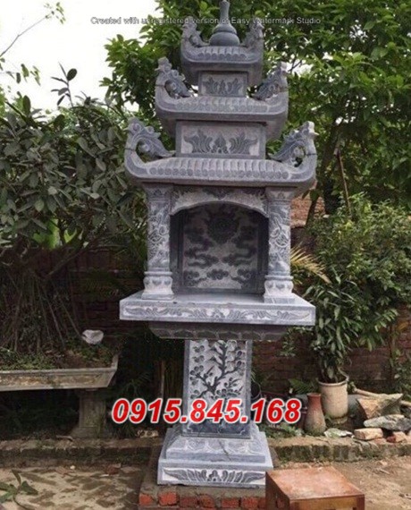 Thiết kế cây hương thờ bằng đá nguyên khối Hoà Bình