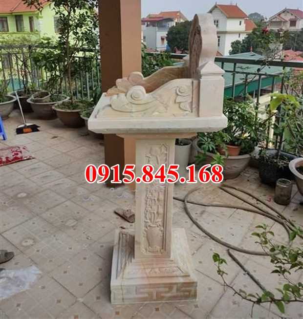 Thiết kế cây hương thờ bằng đá nguyên khối Hoà Bình