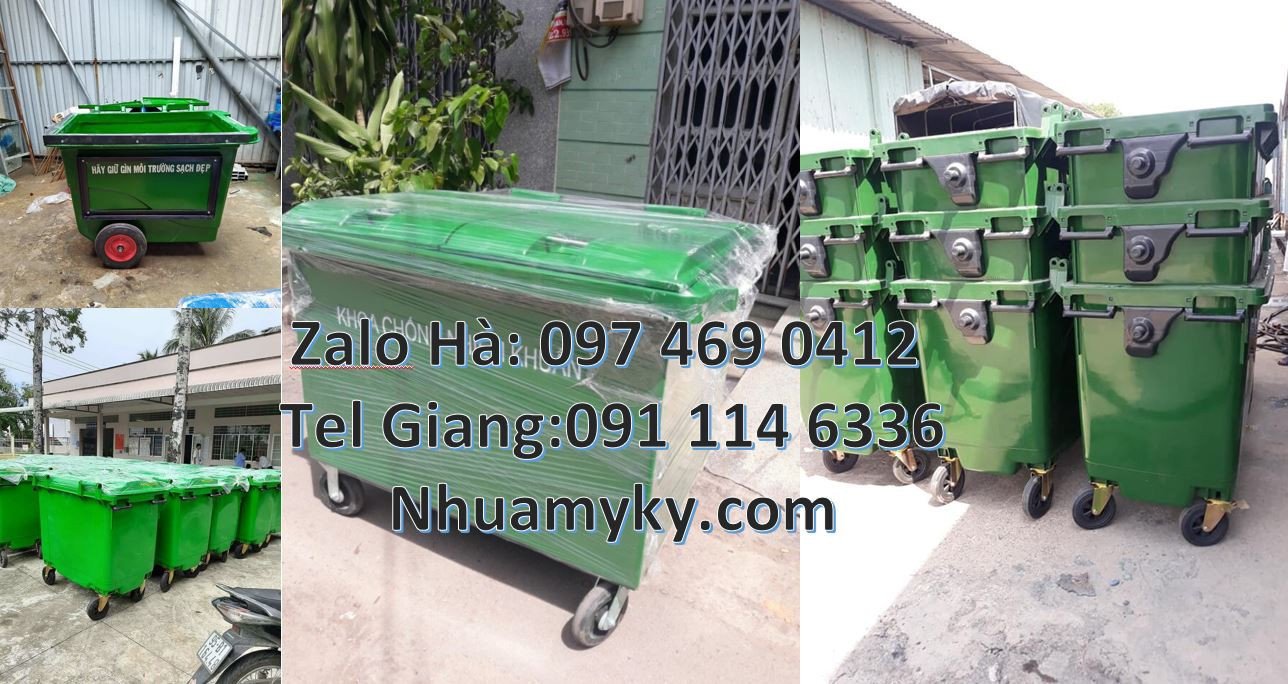 bán rẻ xe thu gom rác cỡ lớn 1000l,xe gom rác 660l 4 bánh có nắp đậy