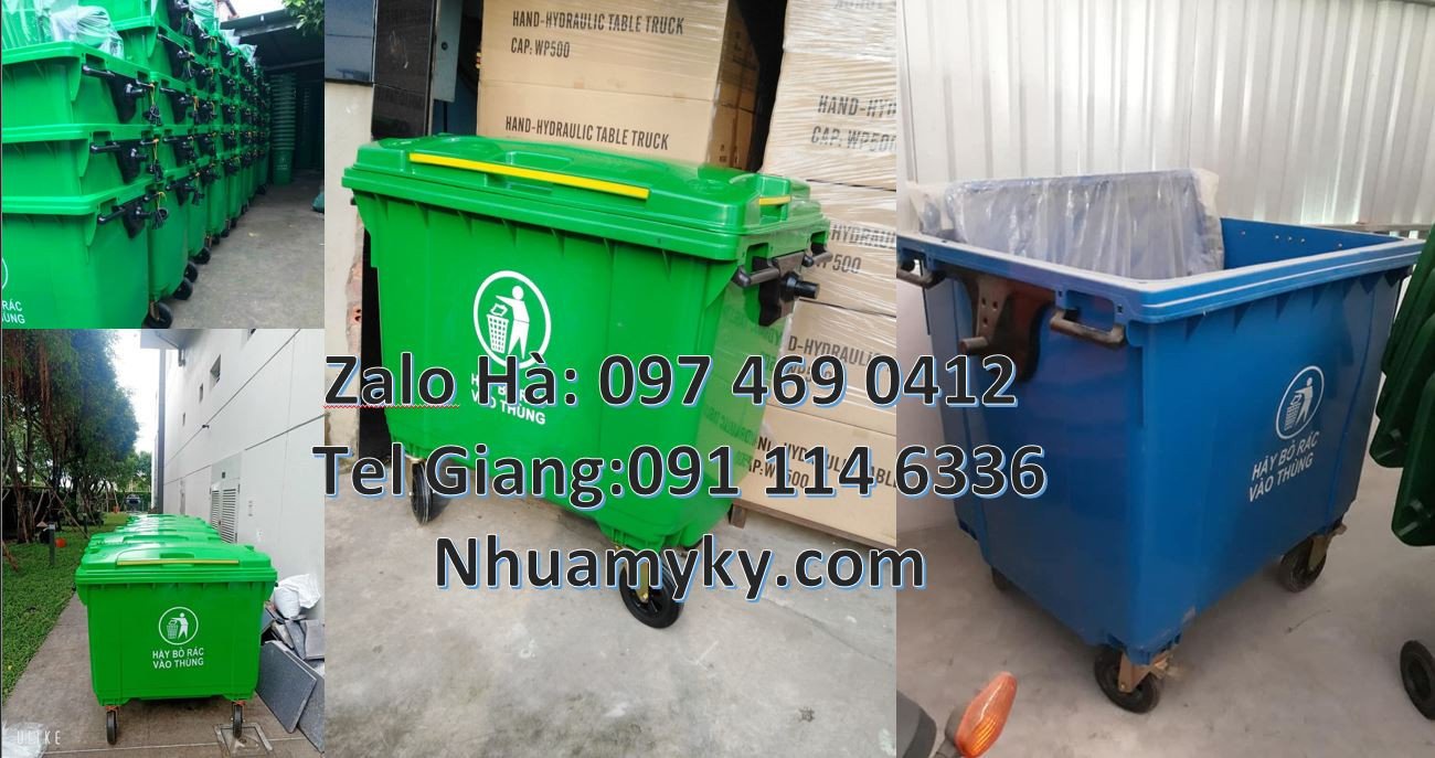 bán rẻ xe thu gom rác cỡ lớn 1000l,xe gom rác 660l 4 bánh có nắp đậy