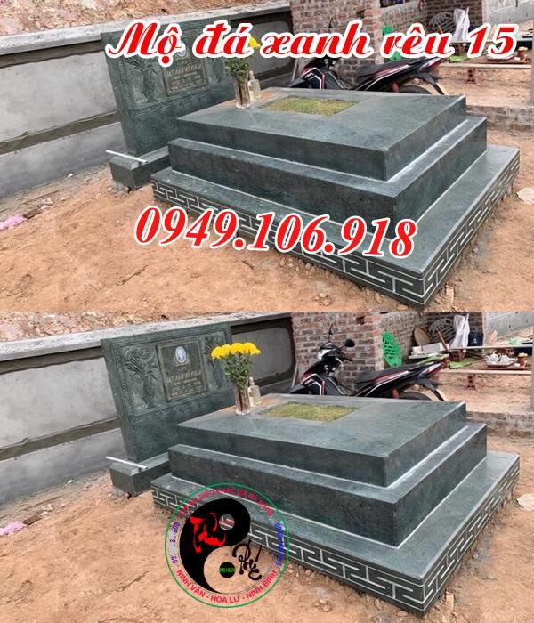 Mộ đá xanh rêu thiết kế hiện đại đơn giản