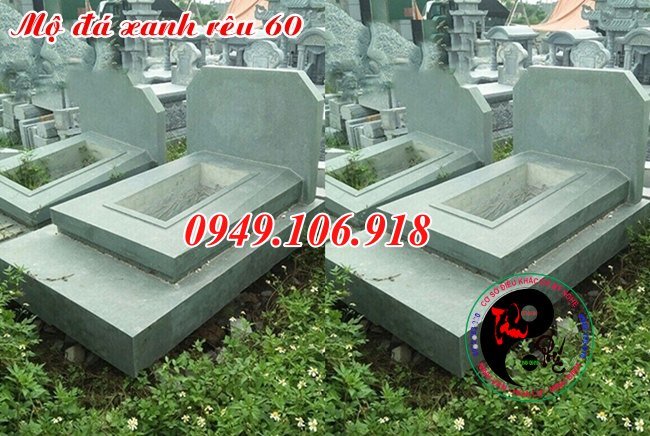 Mộ đá xanh rêu thiết kế hiện đại đơn giản