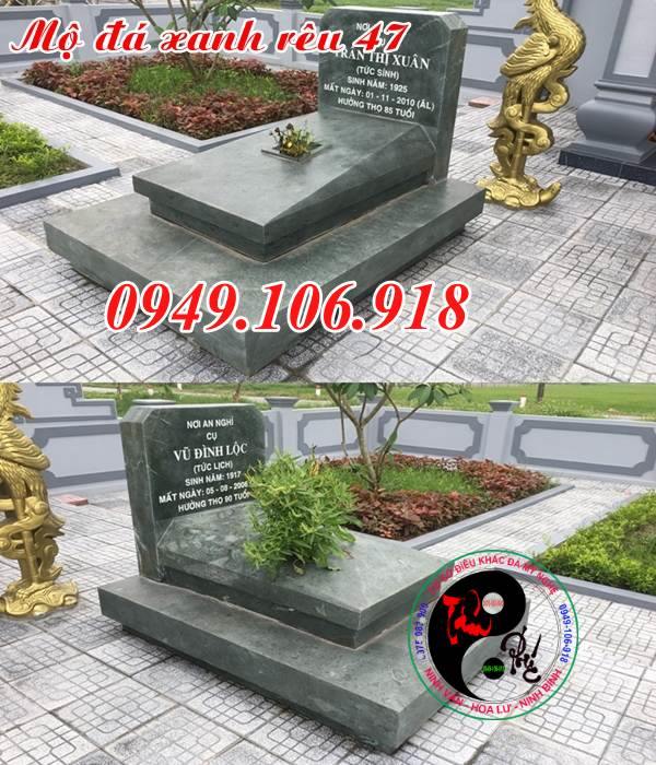 Mộ đá xanh rêu thiết kế hiện đại đơn giản