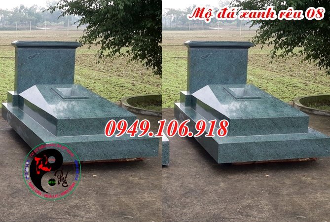 Mộ đá xanh rêu thiết kế hiện đại đơn giản