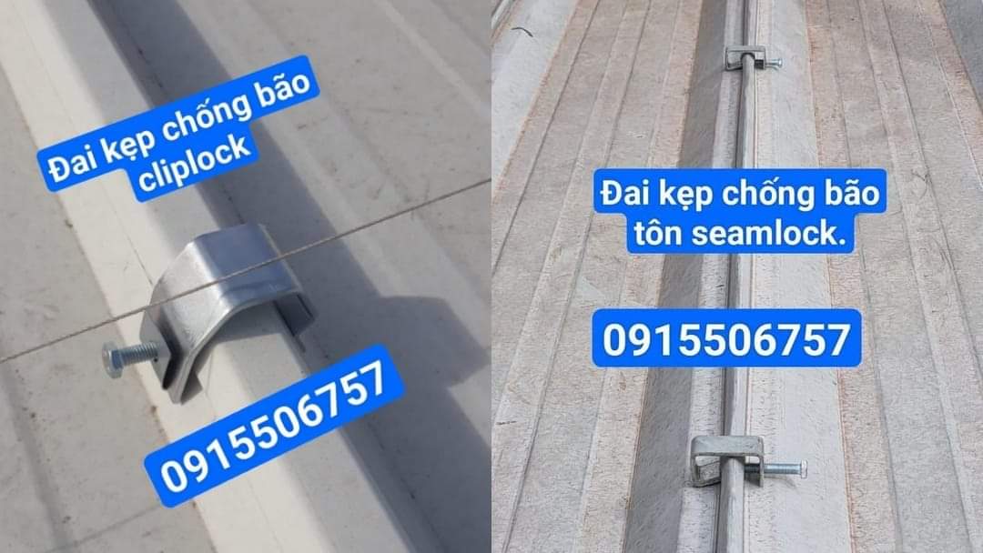 đai kẹp chống bão tôn cliplock, đai kẹp chống bão tôn seamlock,