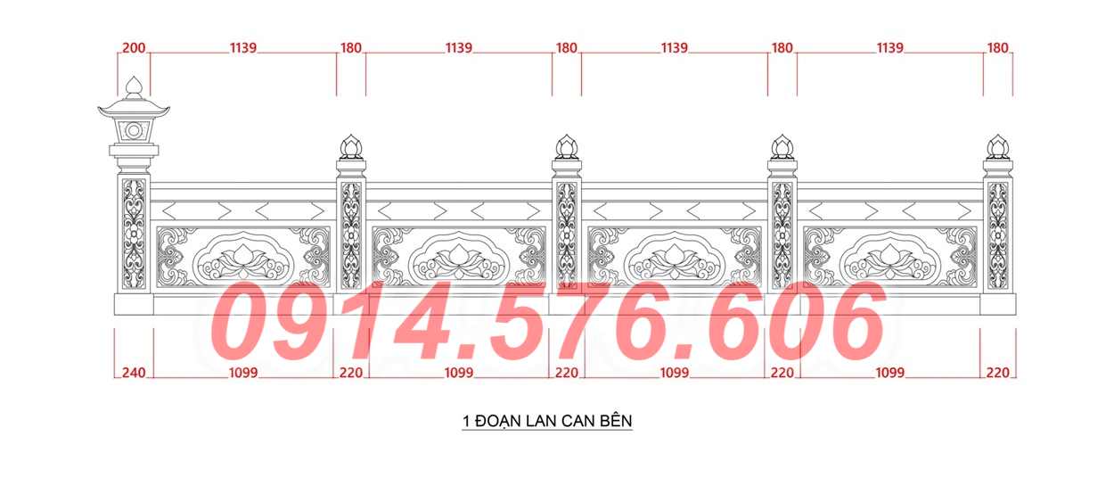 Kích thước bao lan đá nguyên khối đẹp bán Kiên Giang