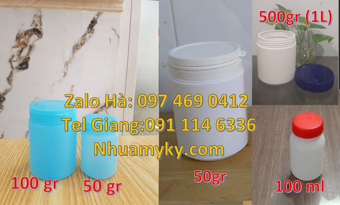 Đại chỉ bán hũ nhựa hdpe,hũ nhựa 50g đựng mỹ phẩm,hũ nhựa 100g giá rẻ
