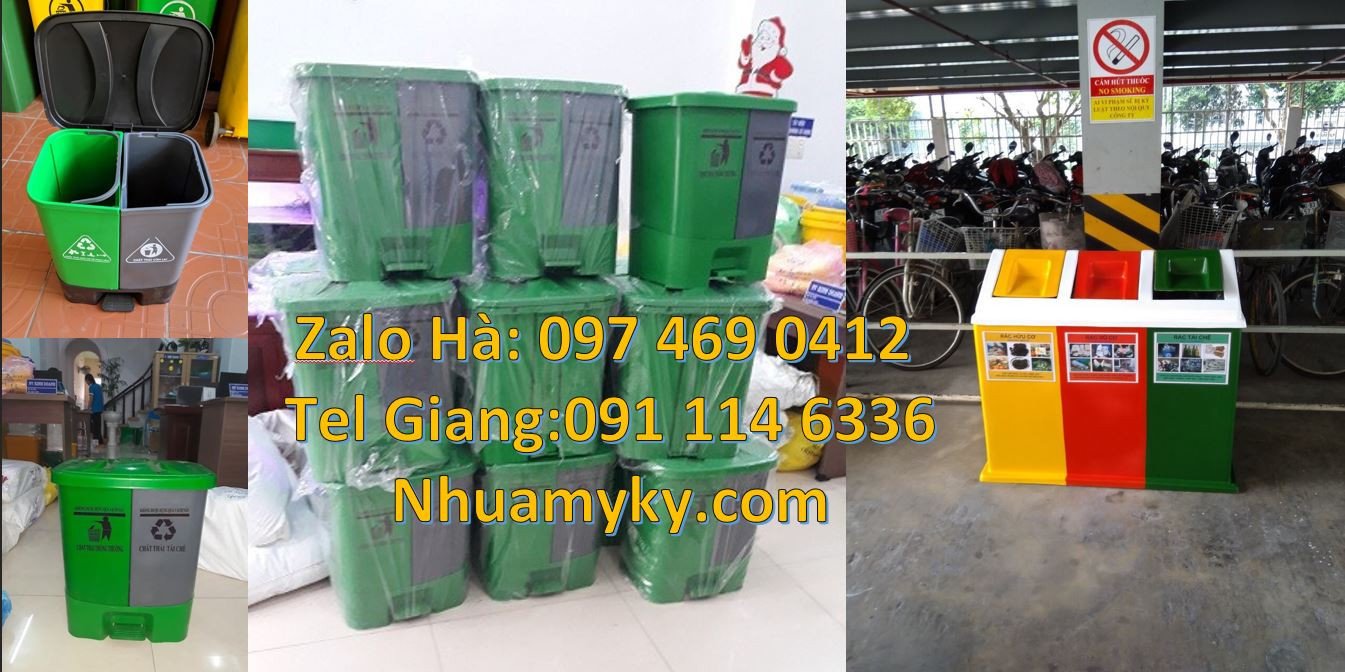 bán thùng phân loại rác y tế 3 ngăn 3 màu,thùng phân loại rác 2 ngăn