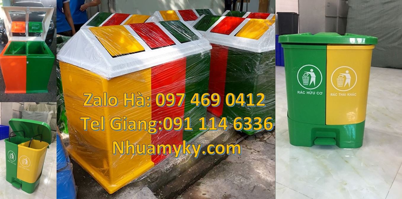 bán thùng phân loại rác y tế 3 ngăn 3 màu,thùng phân loại rác 2 ngăn
