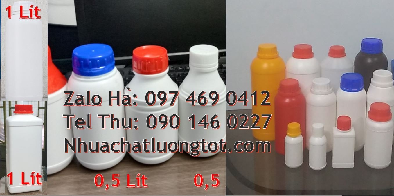bán chai nhựa lớn 1l màu trắng,chai nhựa 0.5l màu đen đựng hóa chất