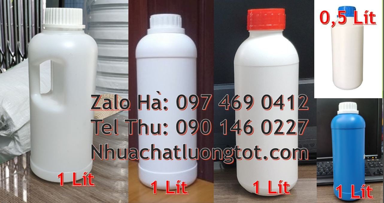 bán chai nhựa lớn 1l màu trắng,chai nhựa 0.5l màu đen đựng hóa chất