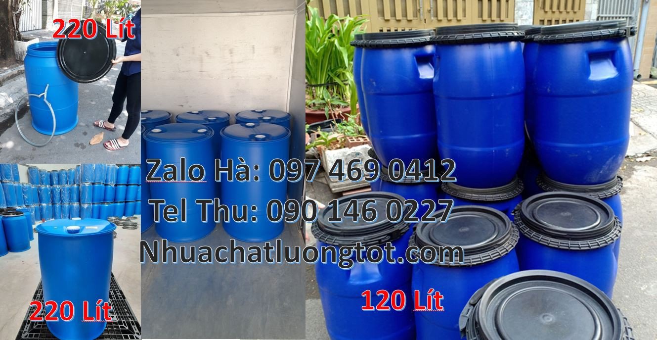 bán thùng phuy nhựa xanh 220l,phuy nhựa 120l đựng hóa chất giá rẻ hcm