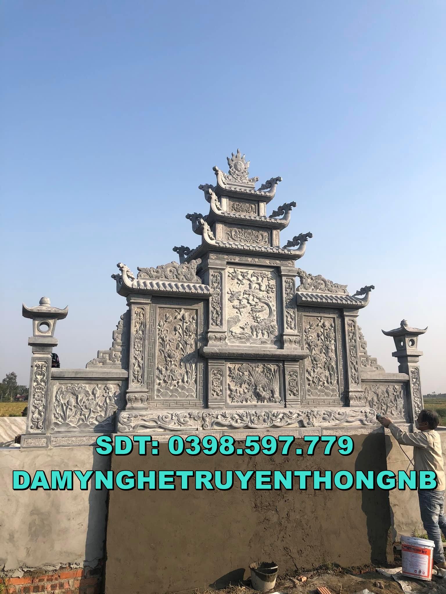xây lăng thờ chung đá tự nhiên nguyên khối đẹp tại bình dương 2023