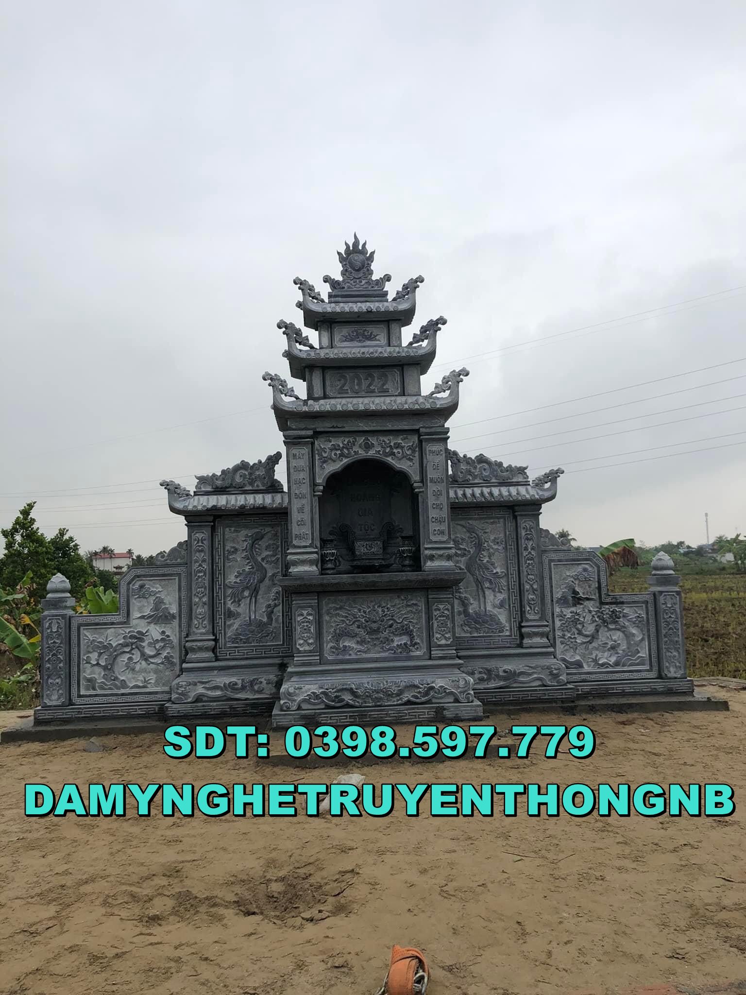 xây lăng thờ chung đá tự nhiên nguyên khối đẹp tại bình dương 2023