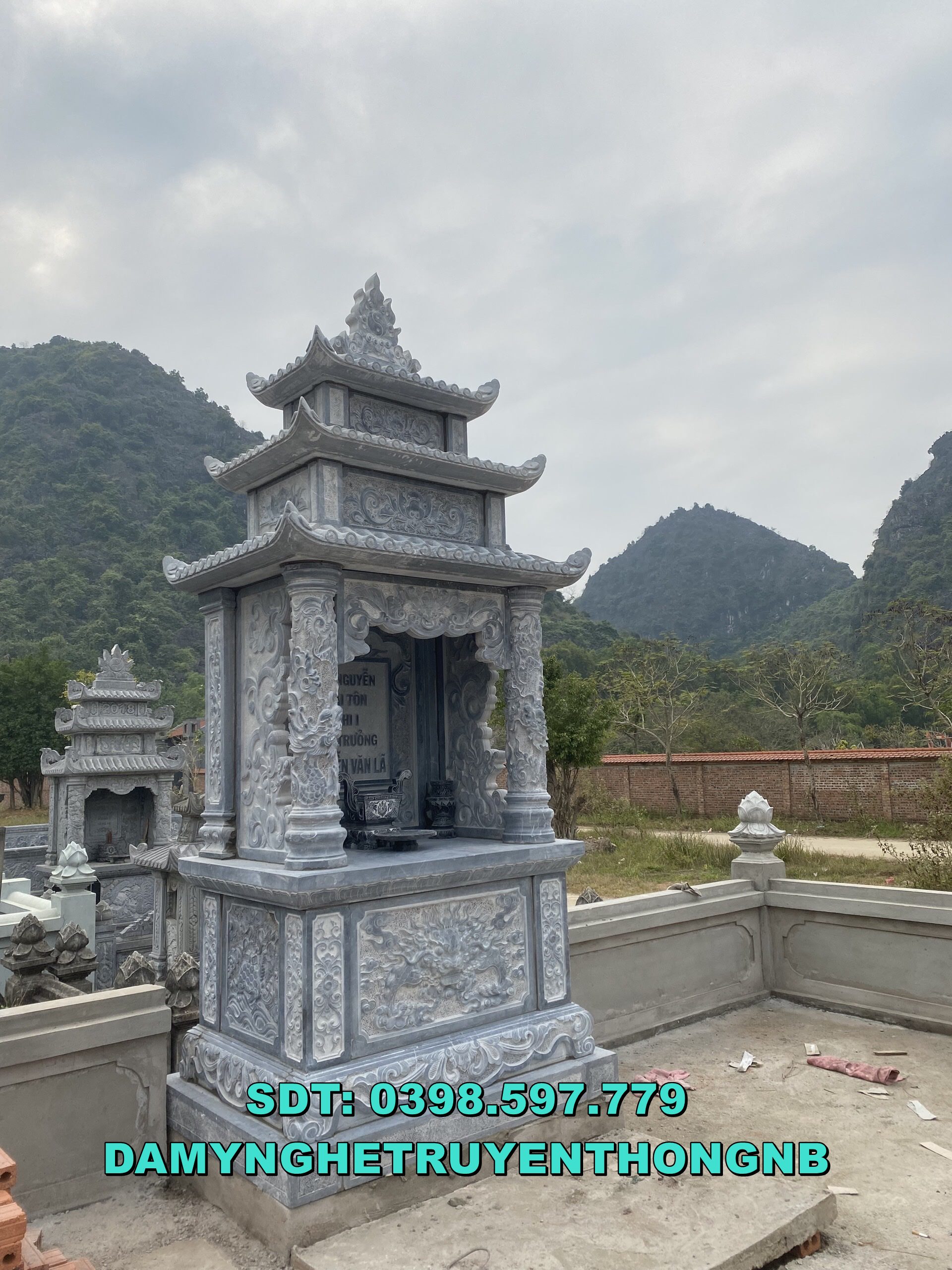xây lăng thờ chung đá tự nhiên nguyên khối đẹp tại bình dương 2023