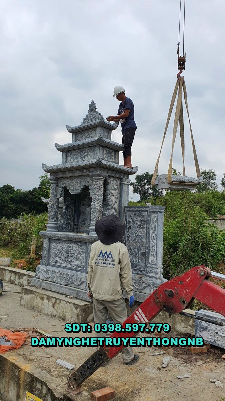 xây lăng thờ chung đá tự nhiên nguyên khối đẹp tại bình dương 2023