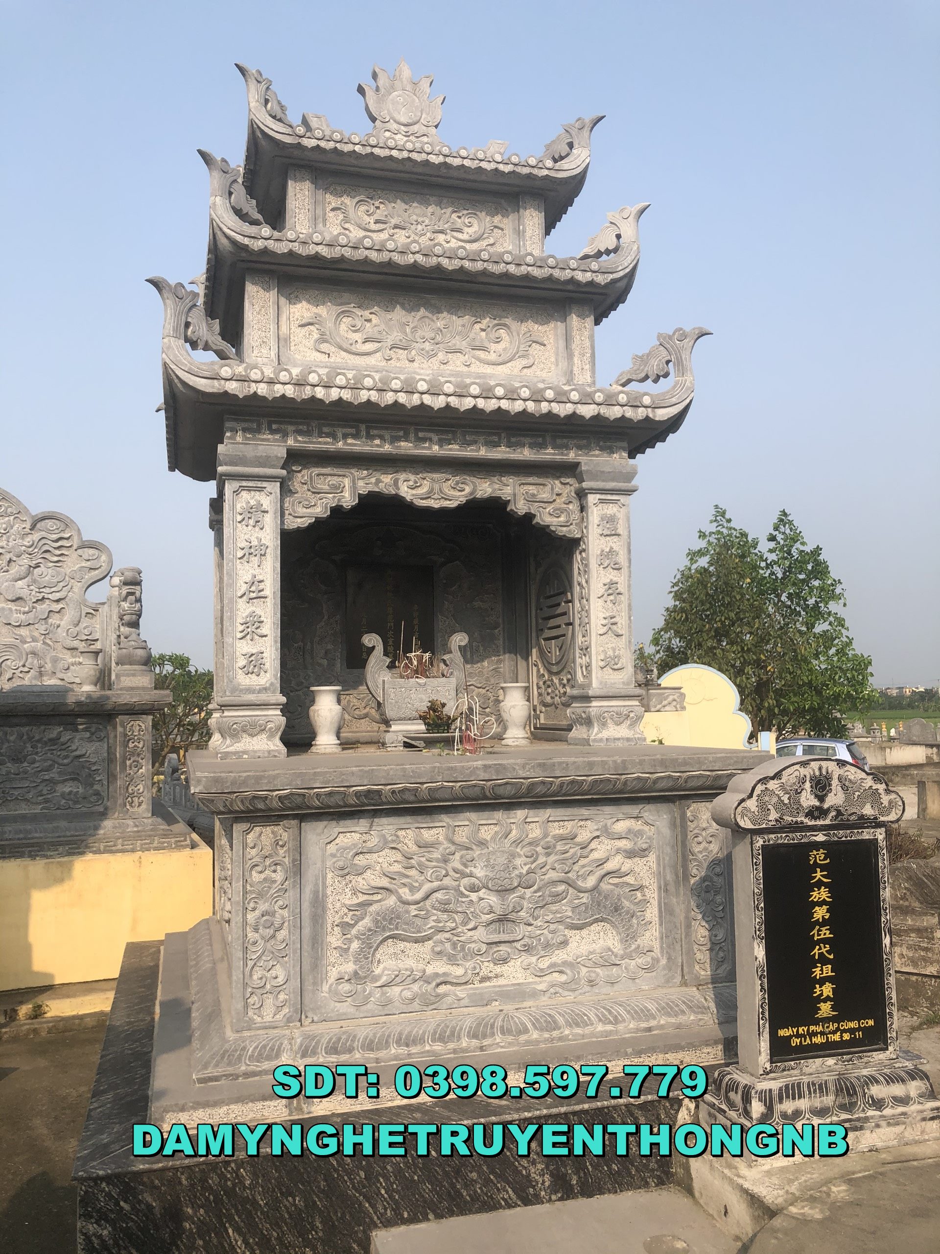 xây lăng thờ chung đá tự nhiên nguyên khối đẹp tại bình dương 2023