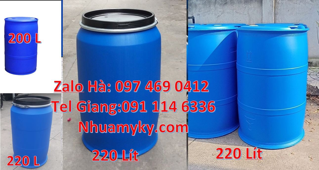 bán thùng phuy nhựa màu xanh 200l,phuy nhựa hdpe có nắp hở giá rẻ hcm