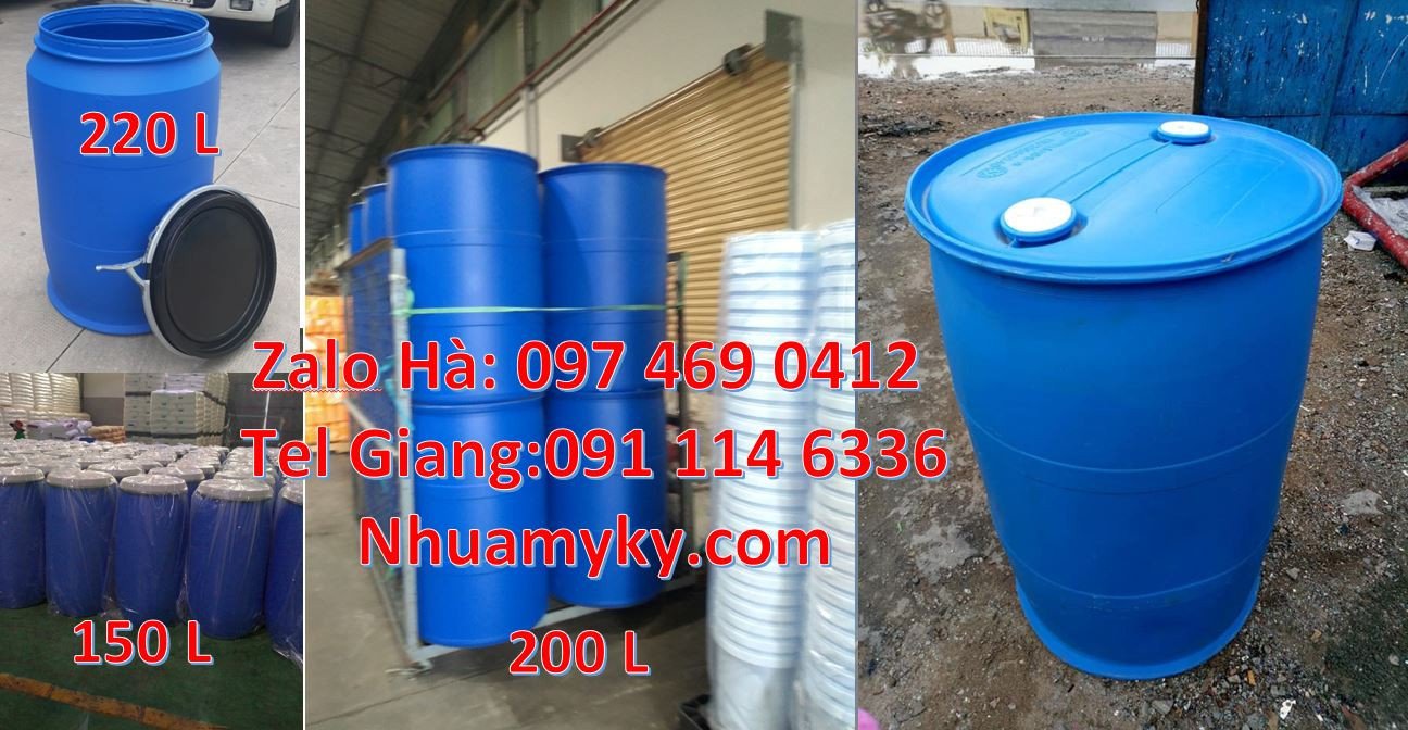bán thùng phuy nhựa màu xanh 200l,phuy nhựa hdpe có nắp hở giá rẻ hcm