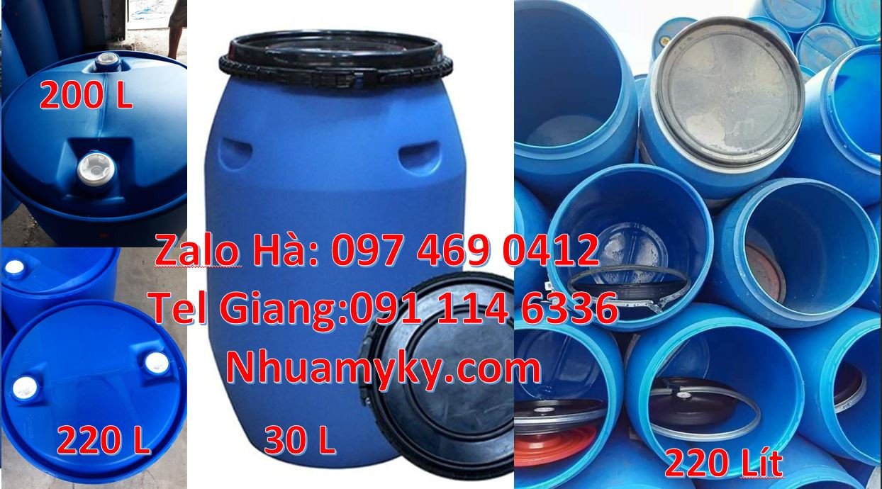 bán thùng phuy nhựa màu xanh 200l,phuy nhựa hdpe có nắp hở giá rẻ hcm
