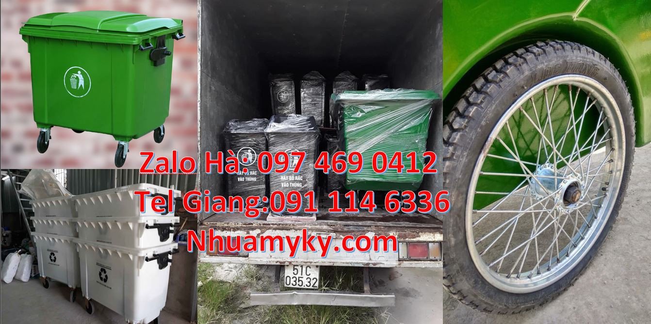 bán xe thu gom rác loại lớn 1200l.xe thu gom rác có 4 bánh xe cao su