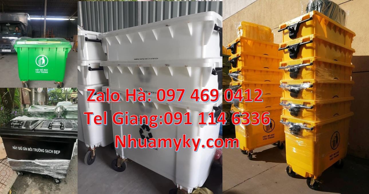 bán xe thu gom rác loại lớn 1200l.xe thu gom rác có 4 bánh xe cao su