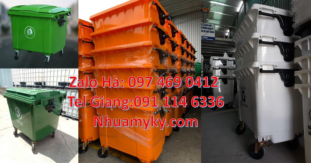 bán xe thu gom rác loại lớn 1200l.xe thu gom rác có 4 bánh xe cao su