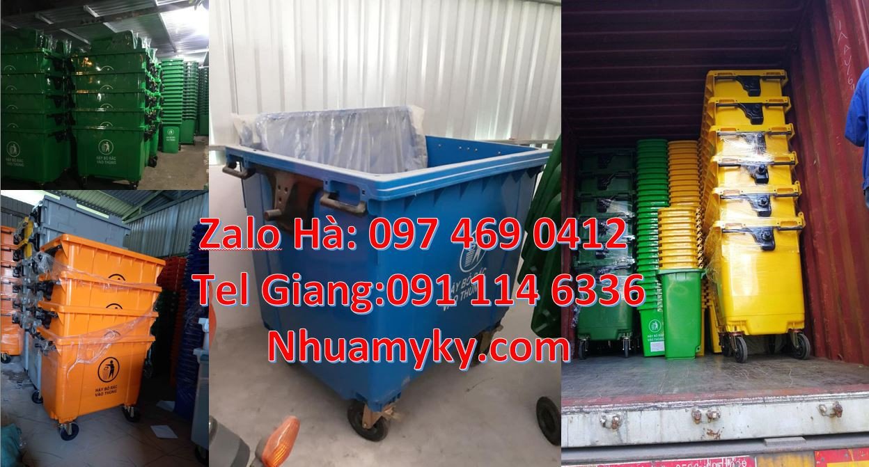 bán xe thu gom rác loại lớn 1200l.xe thu gom rác có 4 bánh xe cao su