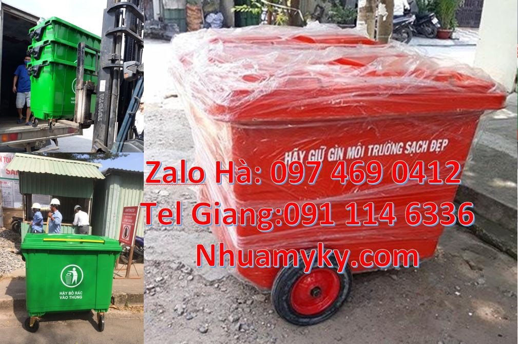 bán xe thu gom rác loại lớn 1200l.xe thu gom rác có 4 bánh xe cao su
