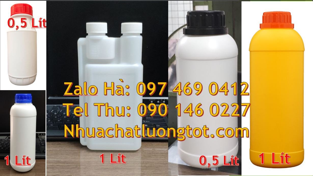 bán chai nhựa lớn 1l đựng hóa chất,chai nhựa 0.5l màu vàng giá tốt hcm