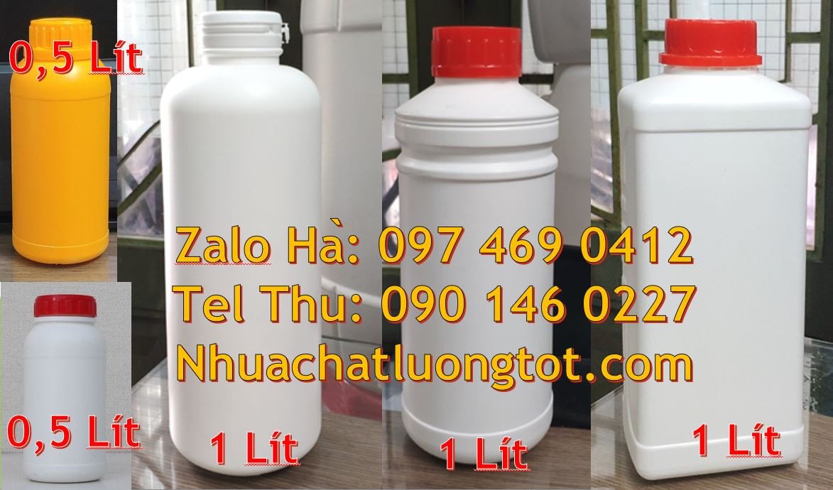 bán chai nhựa lớn 1l đựng hóa chất,chai nhựa 0.5l màu vàng giá tốt hcm