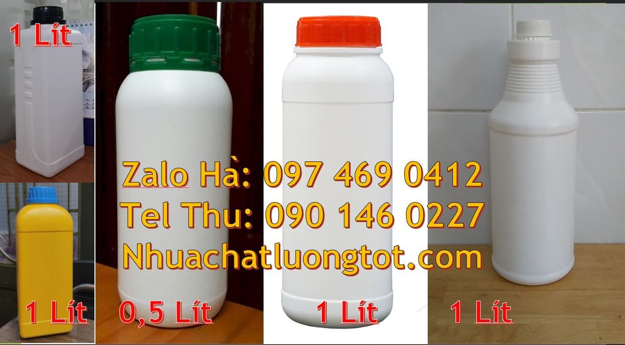 bán chai nhựa lớn 1l đựng hóa chất,chai nhựa 0.5l màu vàng giá tốt hcm
