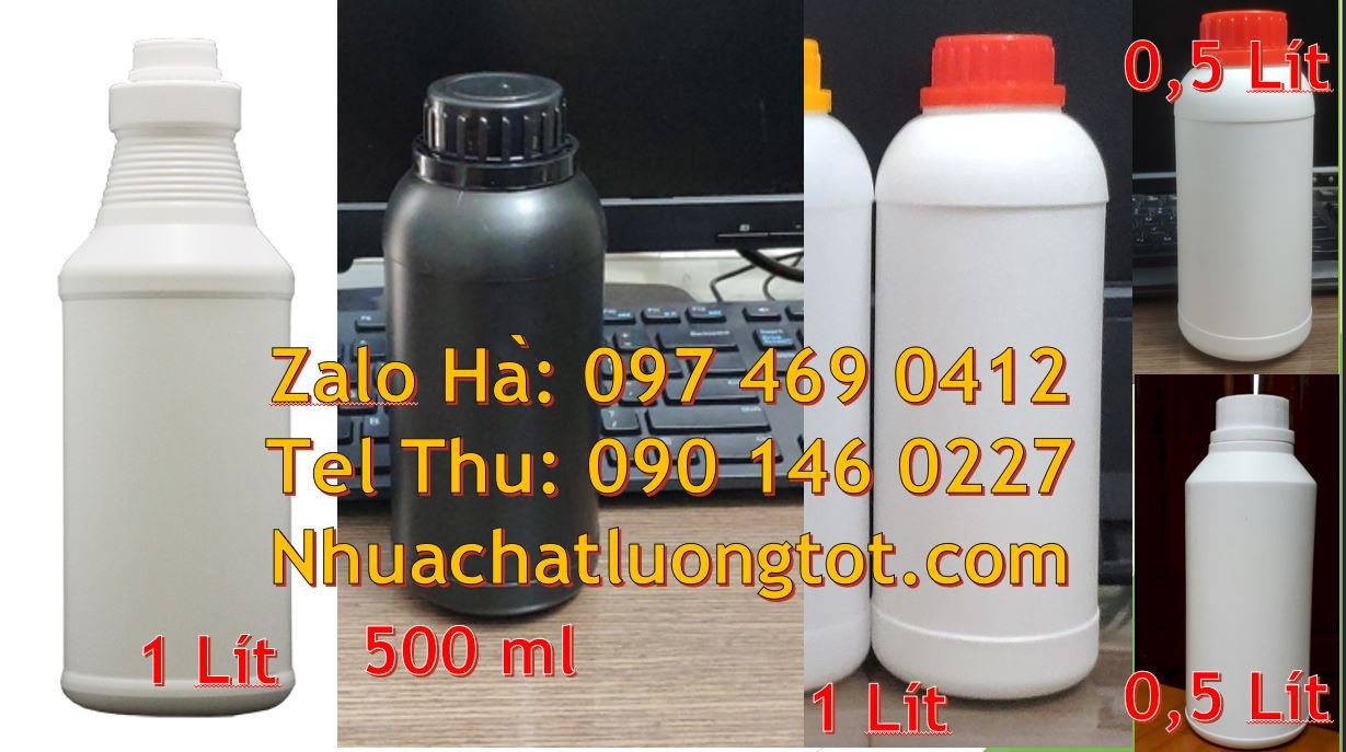 bán chai nhựa lớn 1l đựng hóa chất,chai nhựa 0.5l màu vàng giá tốt hcm