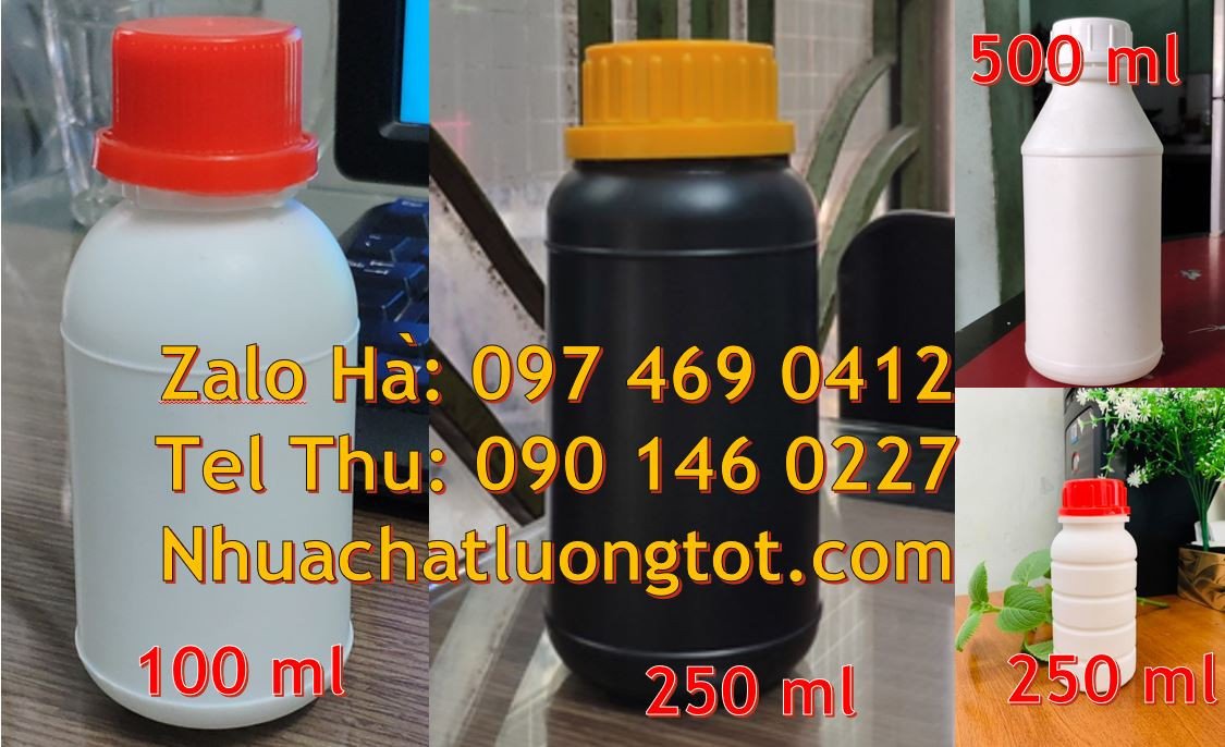 bán chai nhựa loại nhỏ màu trắng xanh vàng đen,chai nhựa hdpe giá rẻ