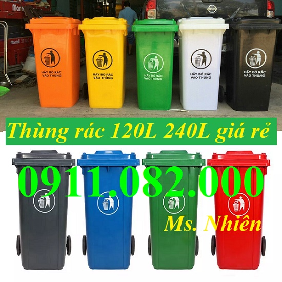 Thùng rác 120 lít 240 lít màu đen giá sỉ lẻ- lh 0911082000