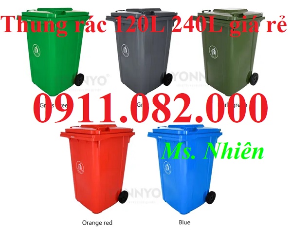 Thùng rác 120 lít 240 lít màu đen giá sỉ lẻ- lh 0911082000